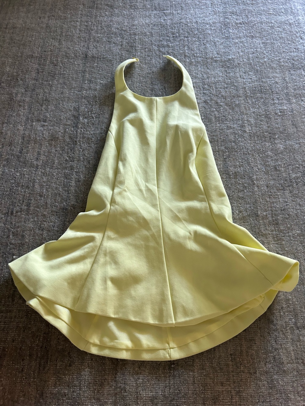 Zara Butter Yellow Flared Tank Top Backless High Neck